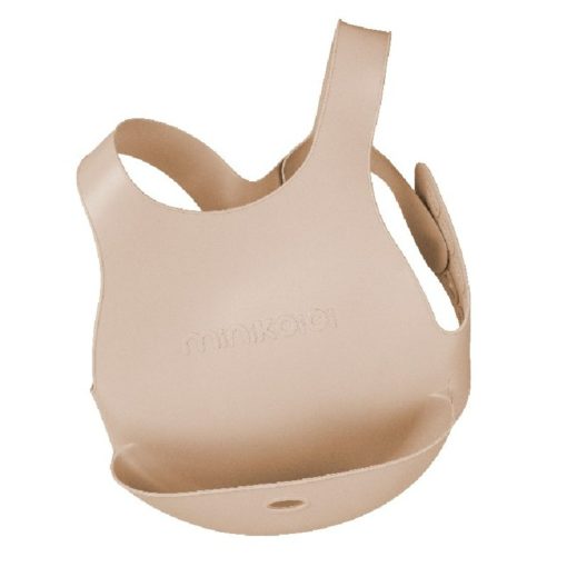 Bavoir avec système d'attache au dos de marque Minikoioi en silicone pour bébés dès 6 mois et toute l’enfance. Souple et facilement transportable, il accompagnera votre bébé durant ses premiers repas et préservera ses habits.