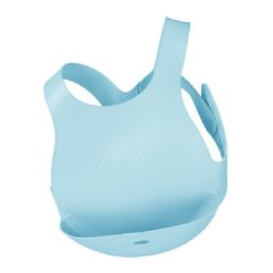 Bavoir avec système d'attache au dos de marque Minikoioi en silicone pour bébés dès 6 mois et toute l’enfance. Souple et facilement transportable, il accompagnera votre bébé durant ses premiers repas et préservera ses habits.