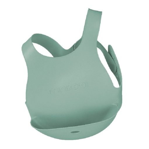 Bavoir avec système d'attache au dos de marque Minikoioi en silicone pour bébés dès 6 mois et toute l’enfance. Souple et facilement transportable, il accompagnera votre bébé durant ses premiers repas et préservera ses habits.