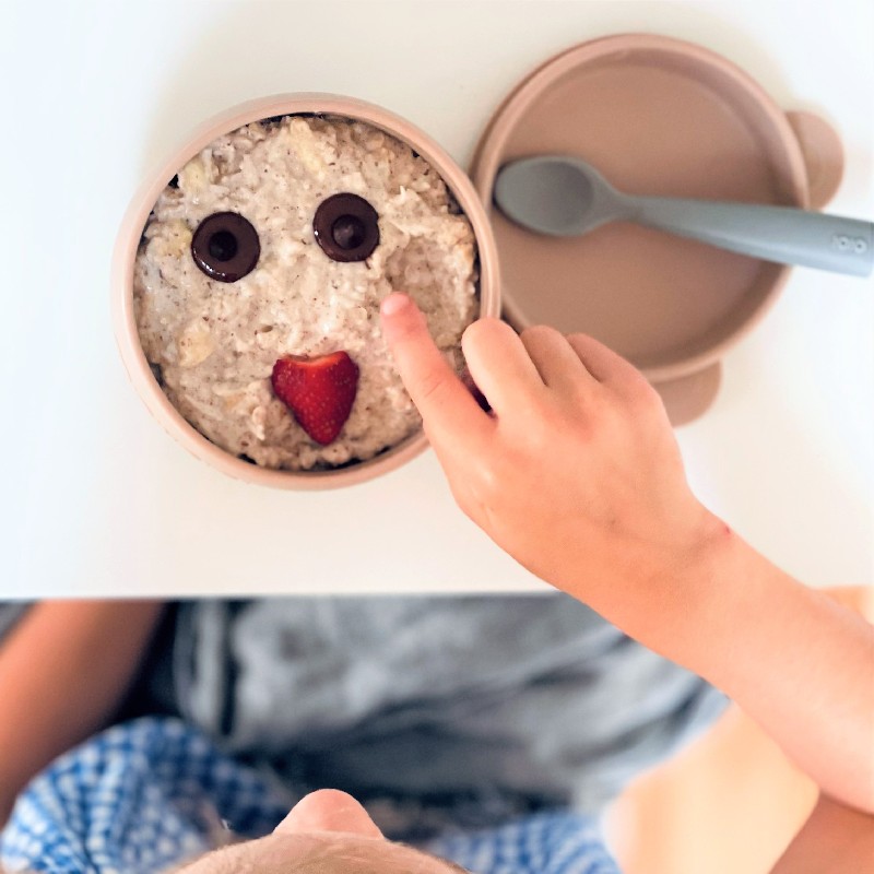 Bol pour bébé avec ventouse, assiette en silicone avec cuillère et  couvercle, bol pour