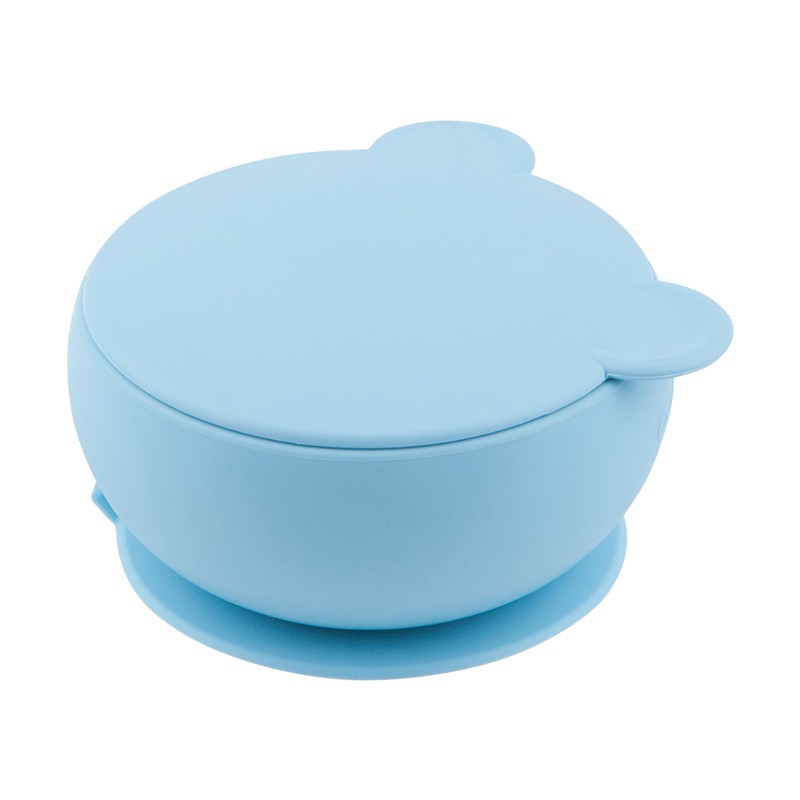 Bol bébé avec couvercle et ventouse - silicone alimentaire