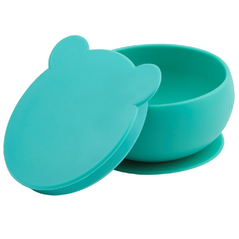 MINIKOIOI BOL AVEC COUVERCLE ET VENTOUSE POUR BEBE EN SILICONE – VERT REF :  101080001 – MESAYOU