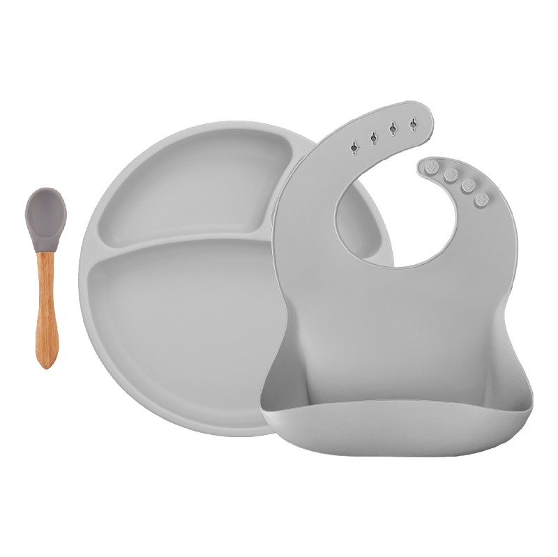 Coffret assiette et cuillère en silicone Yümi Aqua - Made in Bébé