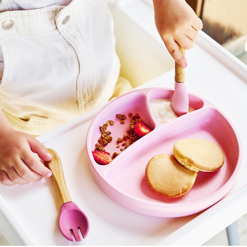 Assiette silicone avec ventouse BEABA - rose