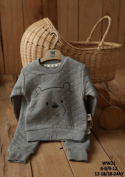 WOWO WW21 ENSEMBLE 2 PIECES CAPITONNE OURS GRIS