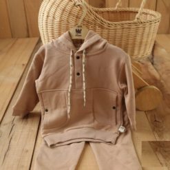 WOWO WW76 ENSEMBLE 2 PIECES CAPUCHON BOUTON MARRON